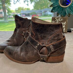 Freebird by Steven Brown Leather Harness Ankle Boots